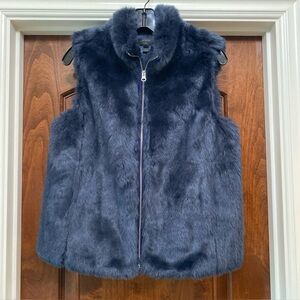 J. Crew Faux Fur Vest in Navy Sz Small VGUC